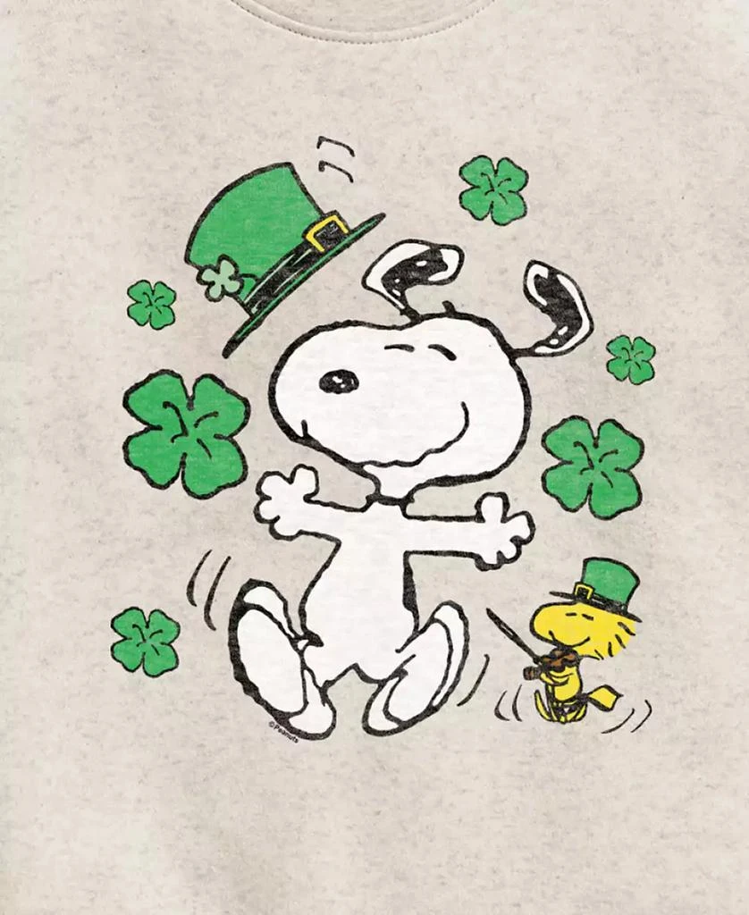 Peanuts Big Girls Snoopy St Patrick's Day Graphic Crew Fleece Sweatshirt 3