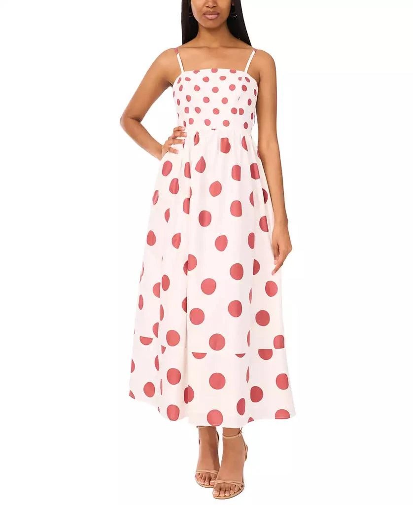 CeCe Women's Cotton-Blend Printed Tie Smocked-Back Maxi Dress 1