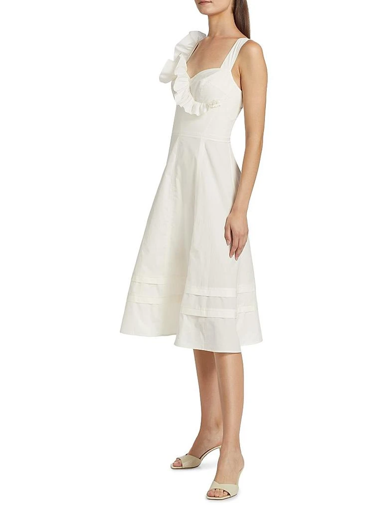 Marchesa Rosa Cotton Ruffled Sweetheart Midi-Dress 4