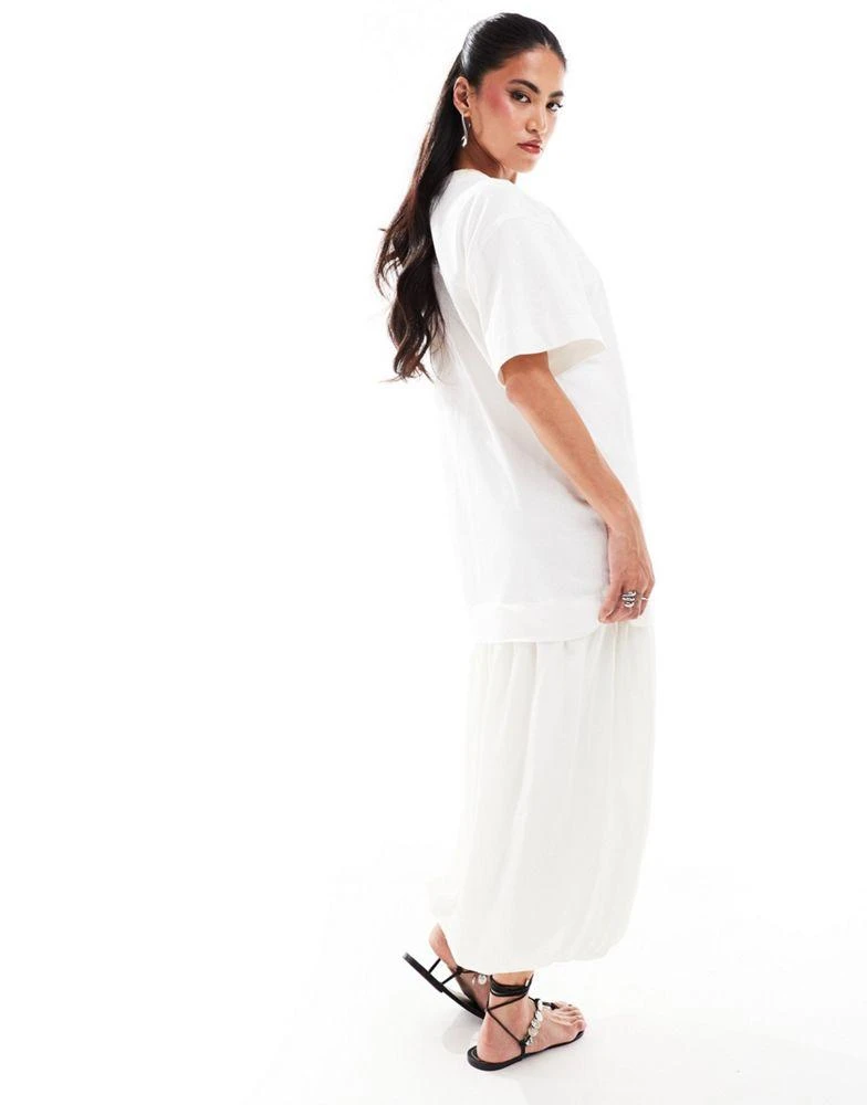 knee length dresses for ladies ASOS DESIGN 2 in 1 ponte t-shirt with cami midi lace slip dress in bla –  ASOS Sample Sale main image 1