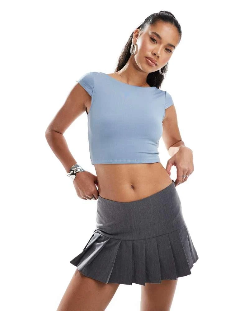 New Look New Look low back crop top in teal 1