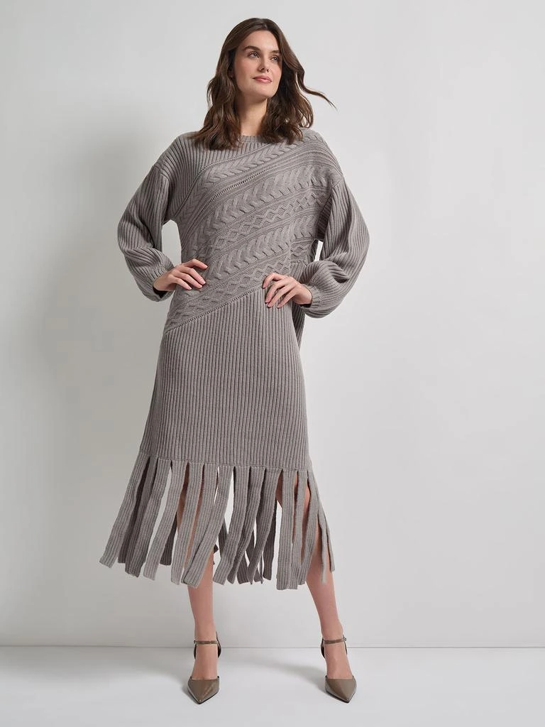 Misook Oversized Cable Knit Wool Blended Sheath Maxi Dress 1