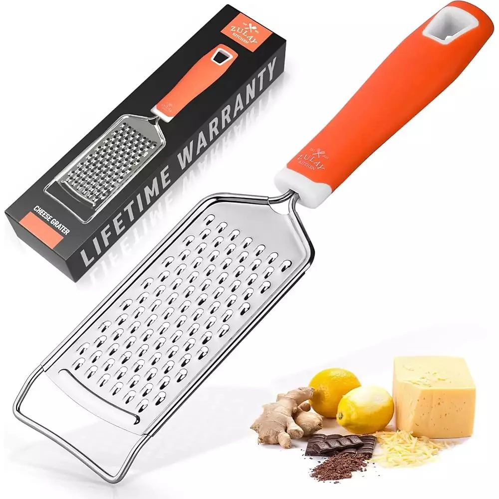 Zulay Kitchen Cheese Grater Stainless Steel - Durable Rust-Proof Metal Lemon Zester Grater With Handle 5
