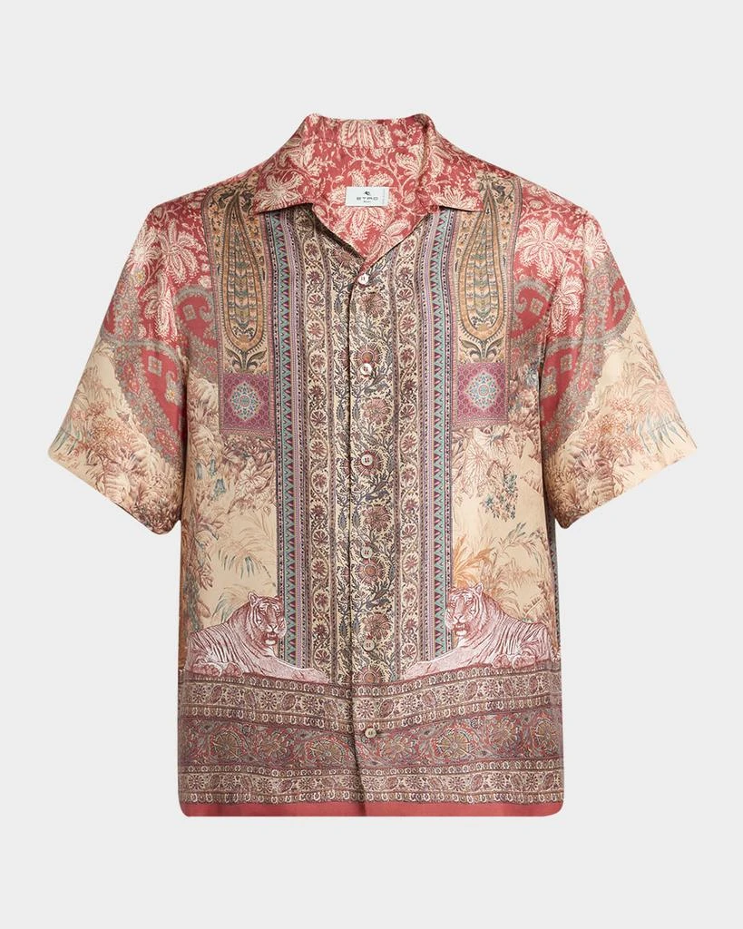 ETRO Men's Printed Silk Bowling Shirt 1