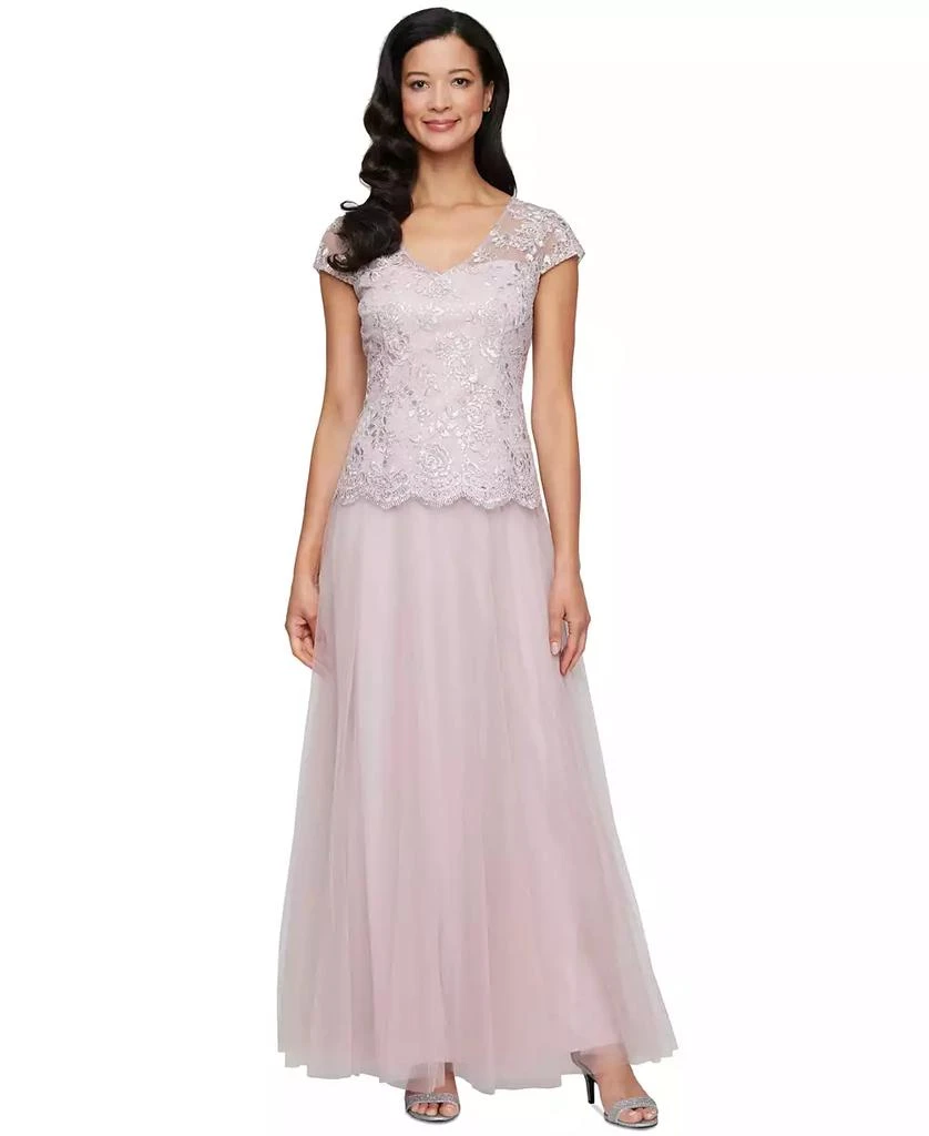 Alex Evenings Women's Embroidered-Chiffon Tulle-Skirt Gown 1