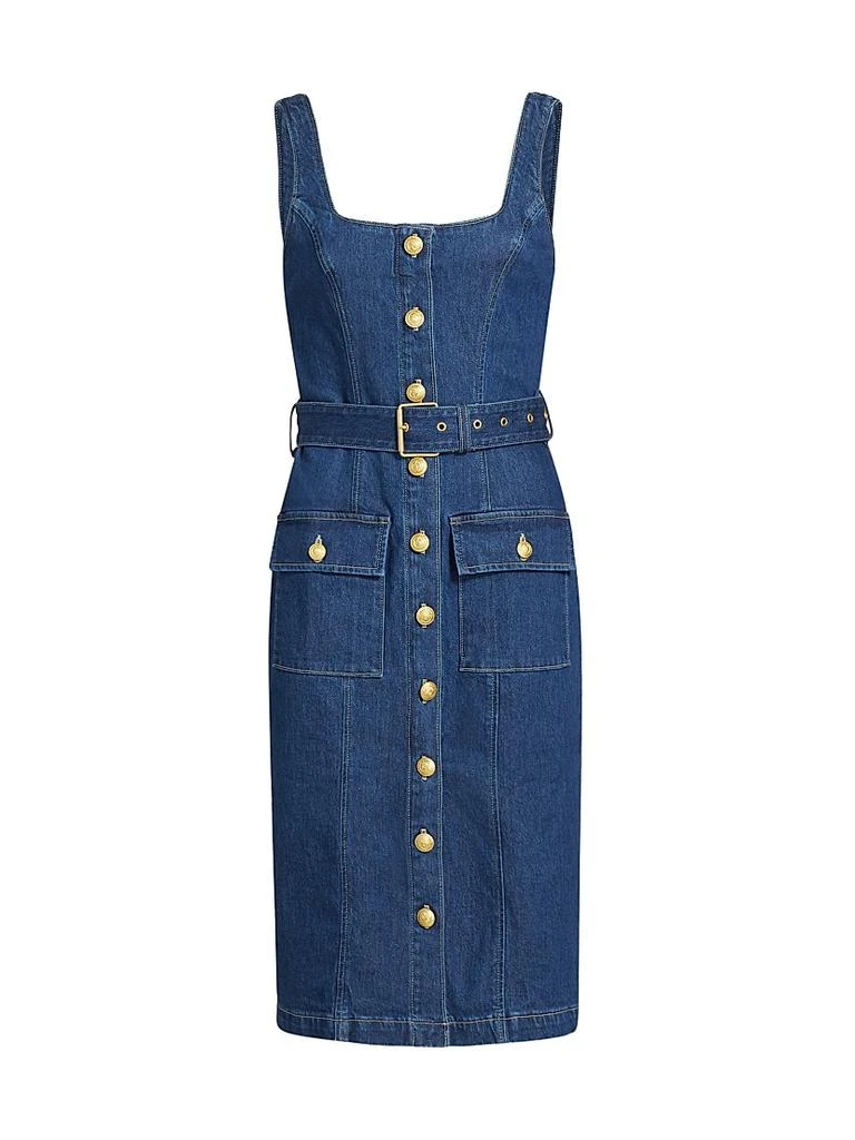 Idy Denim Button-Front Midi-Dress  On Sale Now with Up to 74% Off |  Discover Exclusive Deals & Savings at BeyondStyle  Authentic L'Agence  sheath|Women's|scoopneck|women's|women's  apparel|solid|sleeveless|dark|contemporary|dresses|midi-length|denim|0 ...