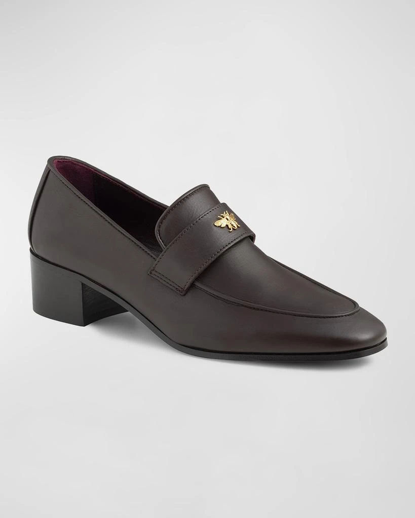 Bougeotte Leather Medallion Heeled Loafers 2