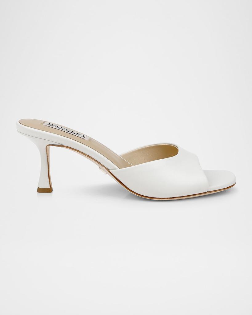 Badgley Mischka Draya Leather Kitten-Heel Mules