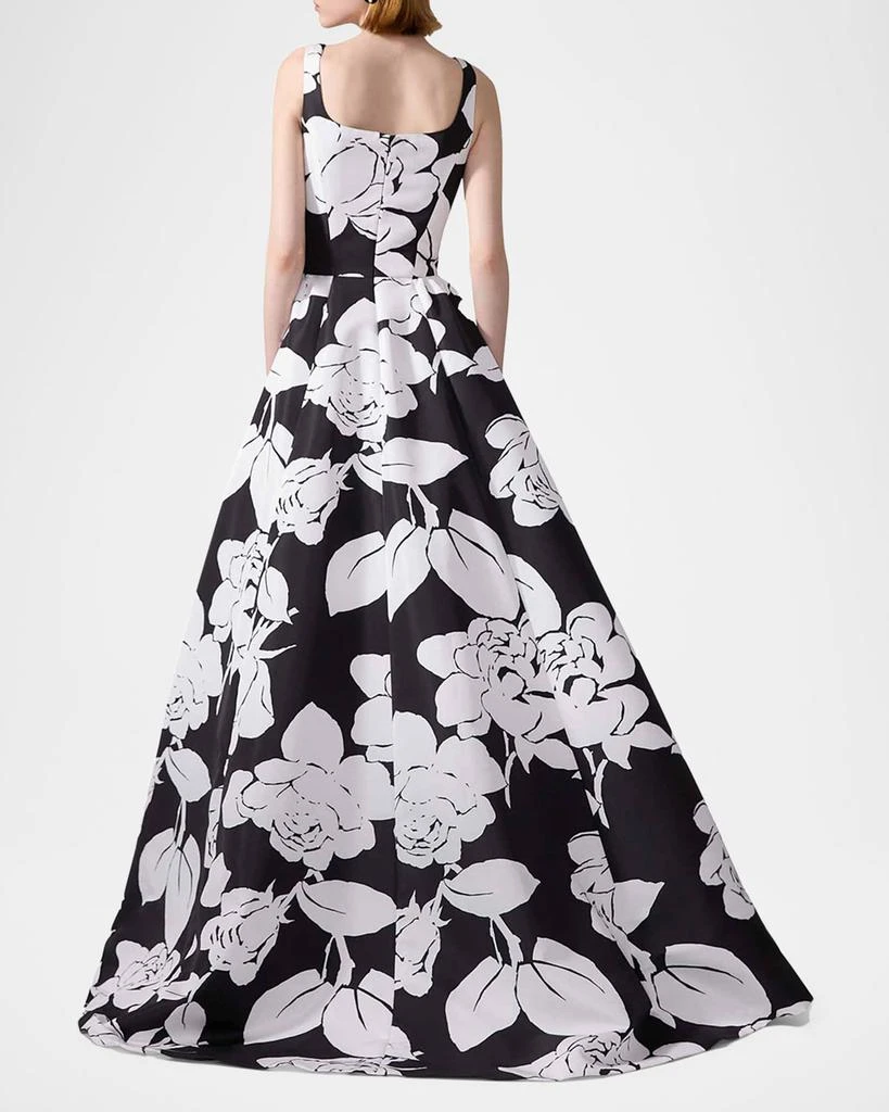Carolina Herrera Square-Neck Flower Sleeveless Ball Gown 3