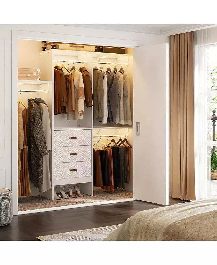 Aheaplus 5FT Small Closet Organizer System with 3 Fabric Drawers, 60" Closet System with 3 Shelving Towers