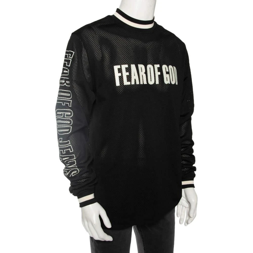 Fear of god Fear of God Black Synthetic Logo Print Long Sleeved Mesh-Jersey T-Shirt S 2