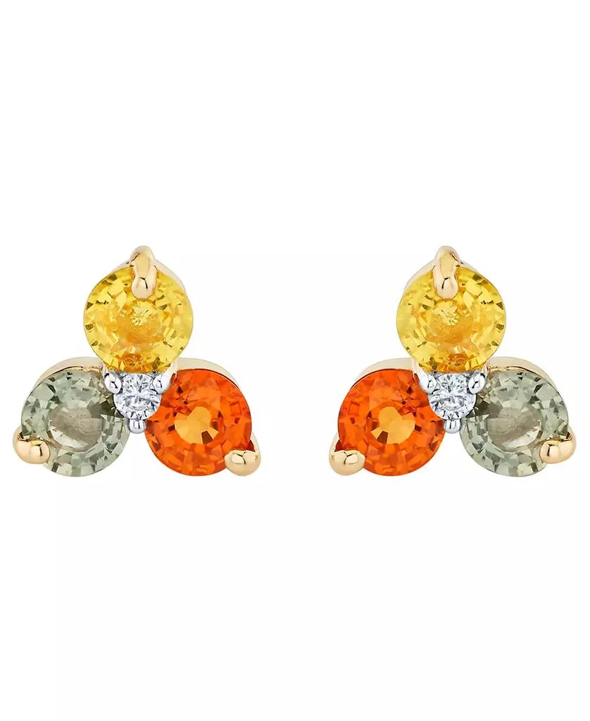 Macy
s Multi-Sapphire (1-7/8 ct. t.w.) and Diamond Accent Stud Earrings in 14k Yellow Gold
