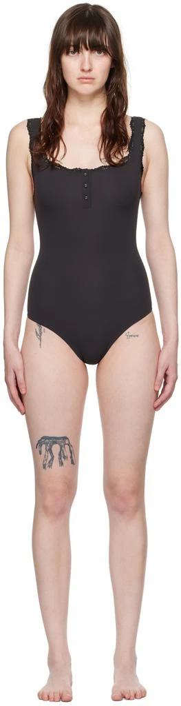 SKIMS Black Fits Everybody Lace Henley Bodysuit 1