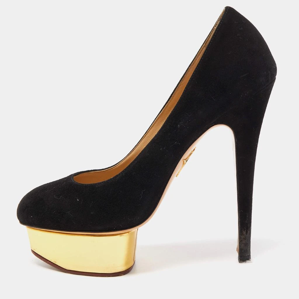 Charlotte Olympia Charlotte Olympia Black Suede Dolly Platform Pumps Size 37.5 1