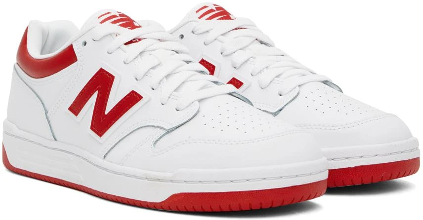 New Balance White & Red 480 Sneakers 4