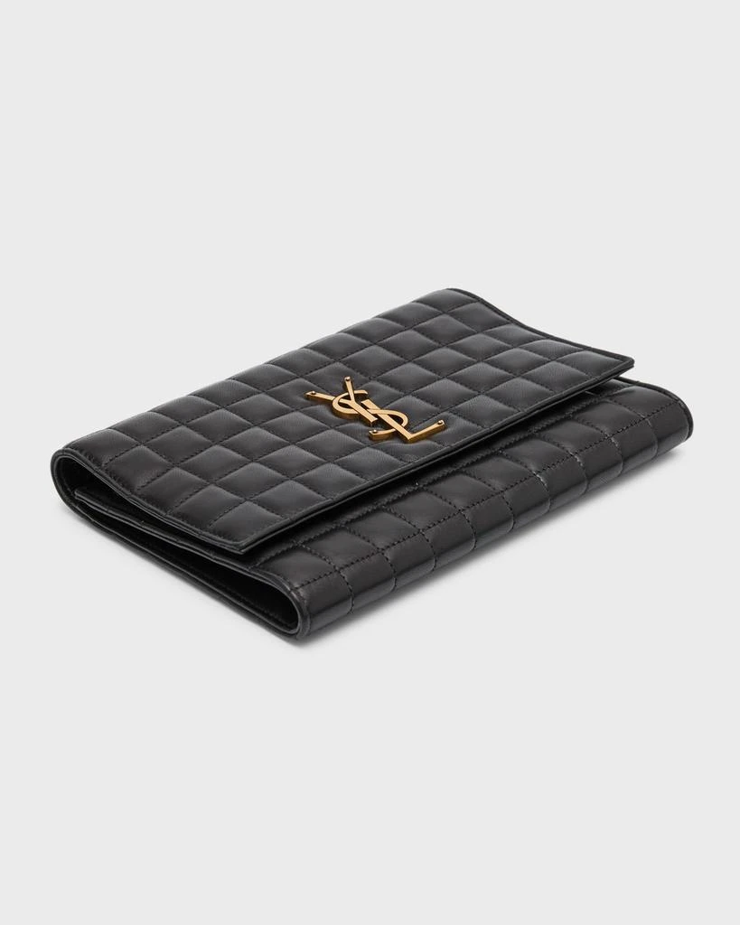 Yves Saint Laurent YSL Monogram Flap Clutch Bag in Quilted Smooth Leather 10