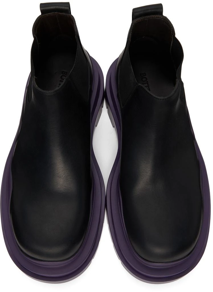 Bottega Veneta Black & Purple Low 'The Tire' Chelsea Boots 5