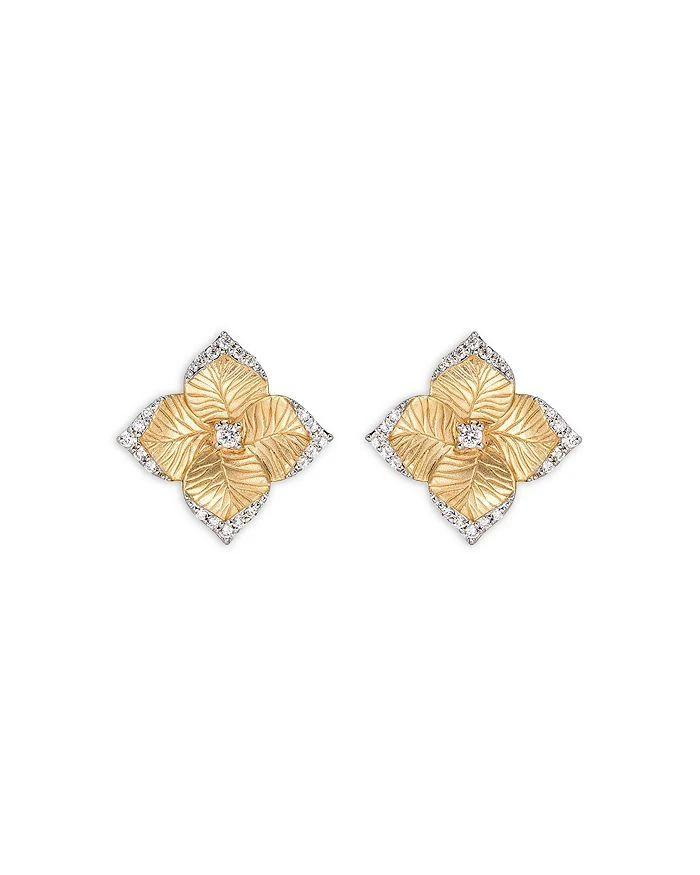 Piranesi 18K Yellow Gold Oro Fiore Diamond Flower Small Stud Earrings 1
