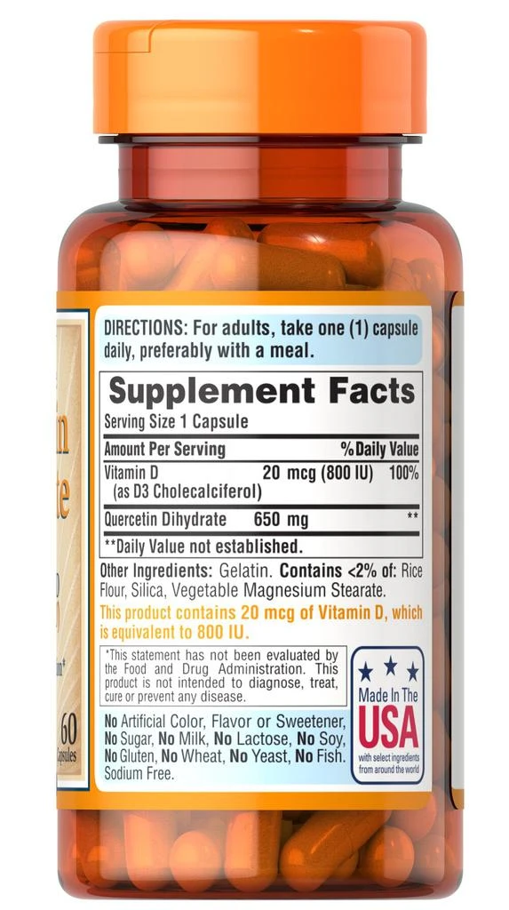 Puritan's Pride Immune Support: Quercetin Dihydrate 650 mg with Vitamin D 800 IU 4