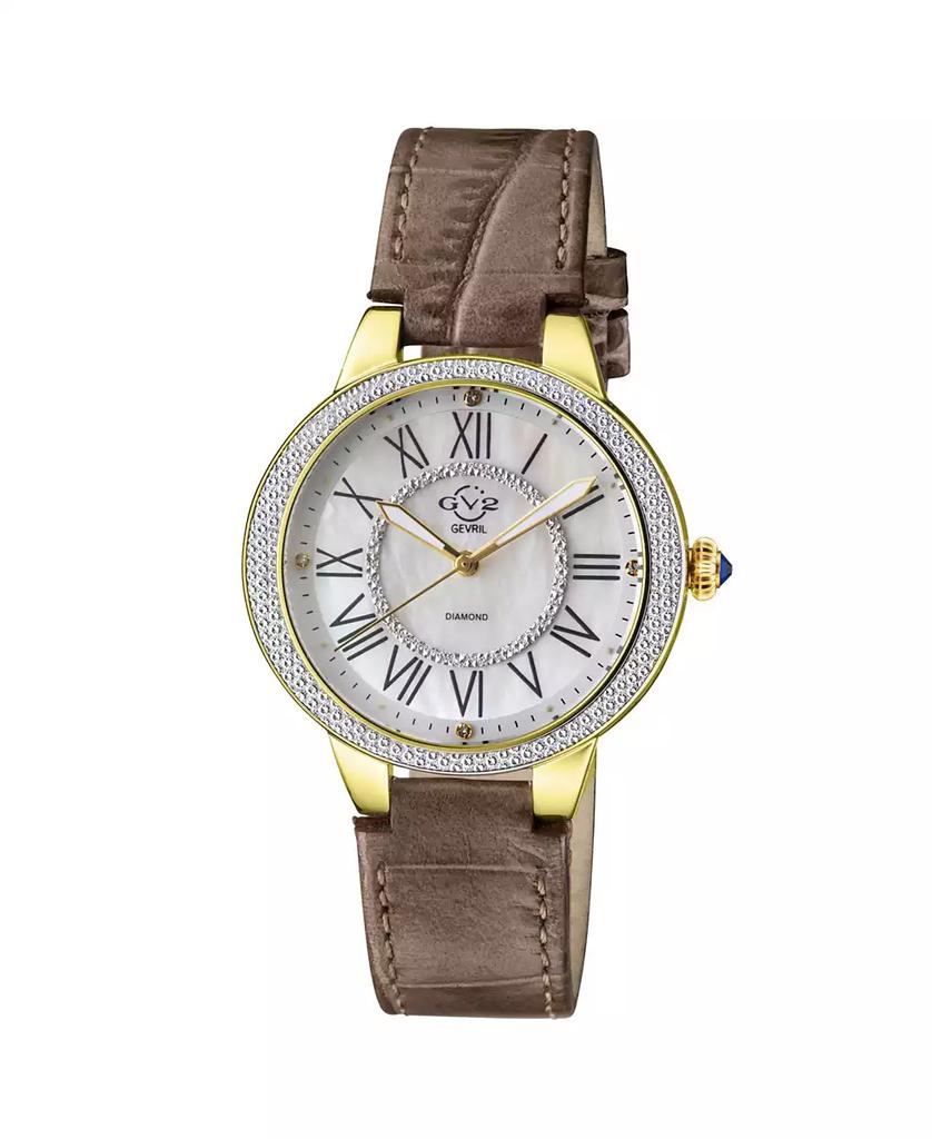 Gevril GV2 Women's Astor II Brown Leather Swiss Quartz Strap Watch 36mm