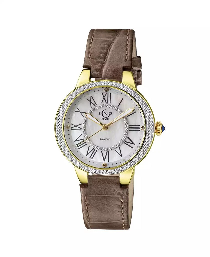 Gevril GV2 Women's Astor II Brown Leather Swiss Quartz Strap Watch 36mm 1