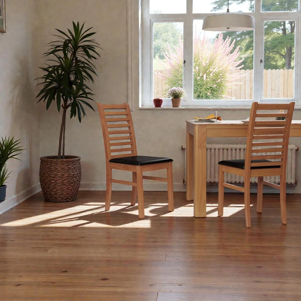 Hivvago Solid Wood Accent Dining Chairs Set of 2 with Robust Rubberwood Supports