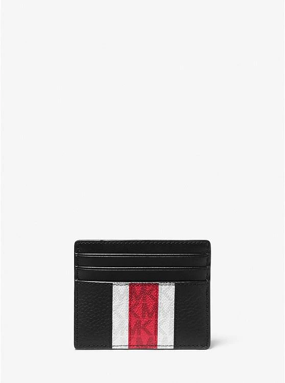 Michael Kors Hudson Logo Stripe Leather Tall Card Case 1