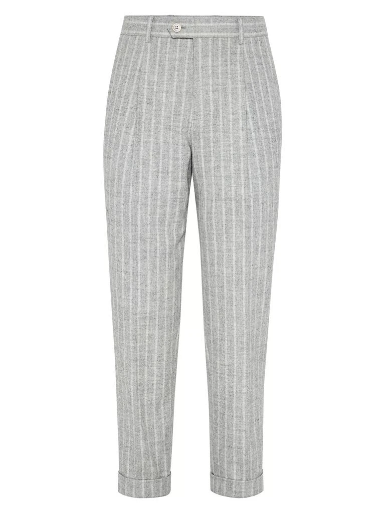 Brunello Cucinelli Stripe Leisure Fit Trousers with Pleats 1