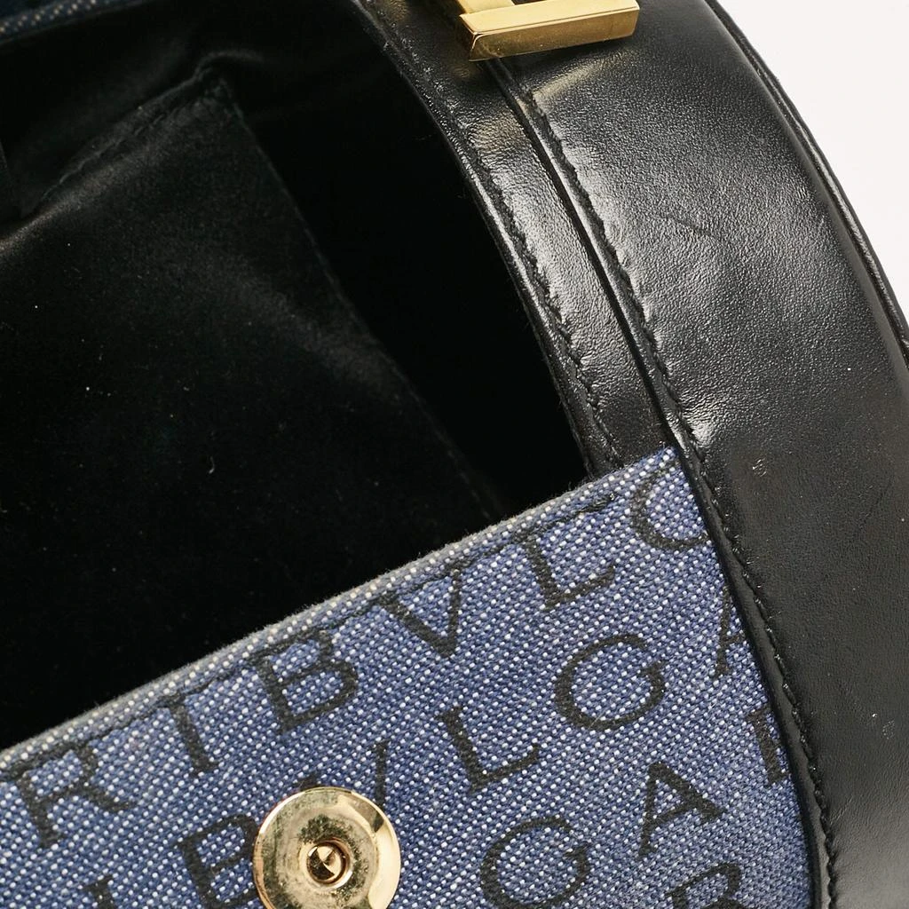 BVLGARI Bvlgari Blue/Black Logo Denim and Leather Cylinder Bag 7
