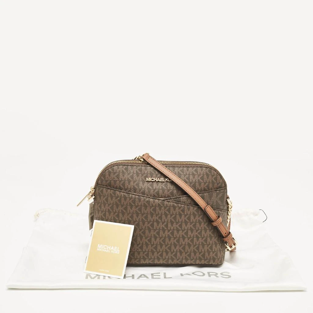 Michael Kors Michael Kors Brown Signature Coated Canvas Medium Dome Crossbody Bag 9