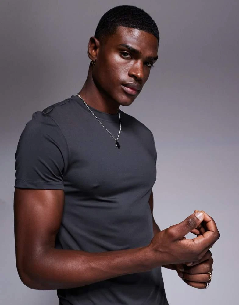 4505 4505 Icon quick dry muscle fit training t-shirt in charcoal