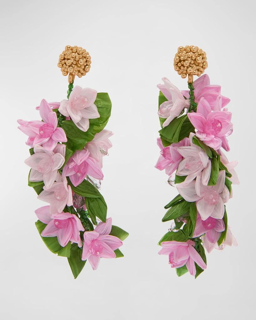 Oscar de la Renta Raffia Mini Flowers Cascading Earrings 1