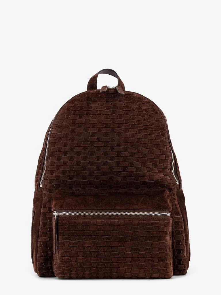 ORCIANI Suede backpack with woven pattern