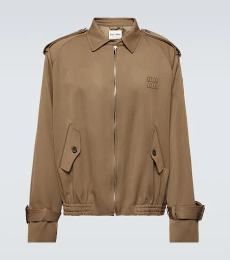 Miu Miu Logo wool gabardine blouson jacket 1