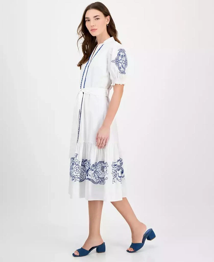 Tahari Women's Cotton Embroidered Fit & Flare Dress 3
