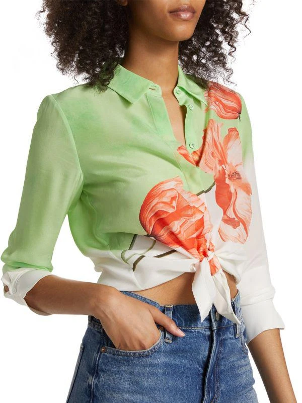 Alice + Olivia Brady Ombré Floral Silk Shirt 4