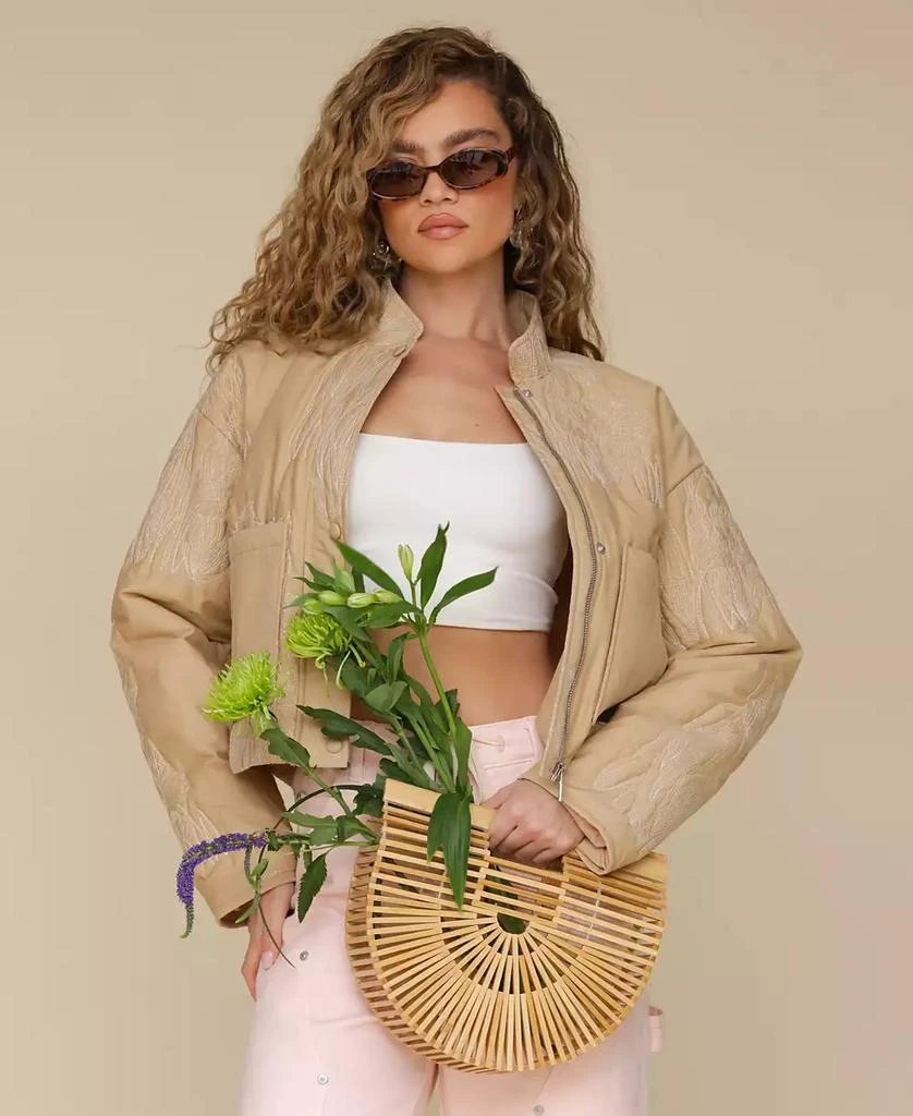 Avec Les Filles Women's Cotton Embroidered Cropped Jacket 9