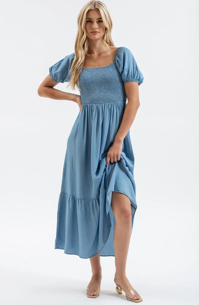 Blu Pepper Smocked Puff Sleeve Midi Dress 5