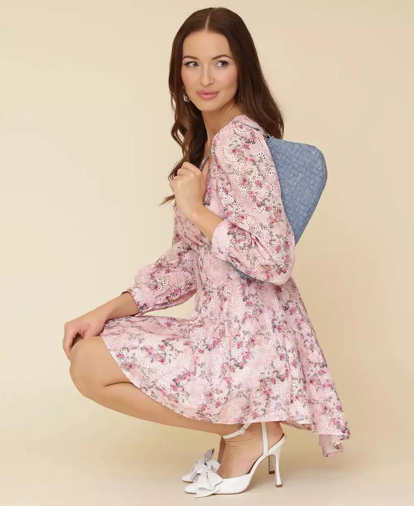 Avec Les Filles Women's Floral Puff-Sleeve Mini Dress 3
