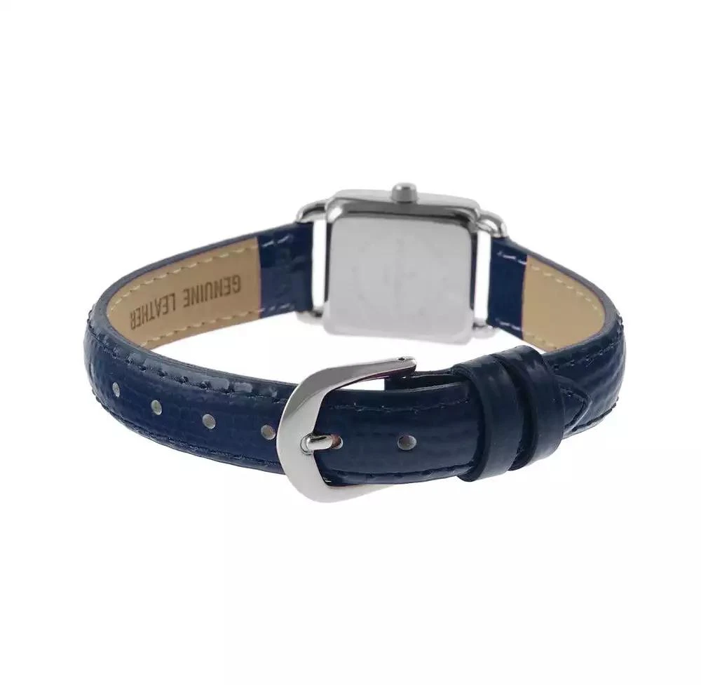 Peugeot Women's 20mm Square Watch with Glossy Blue Leather Strap 2