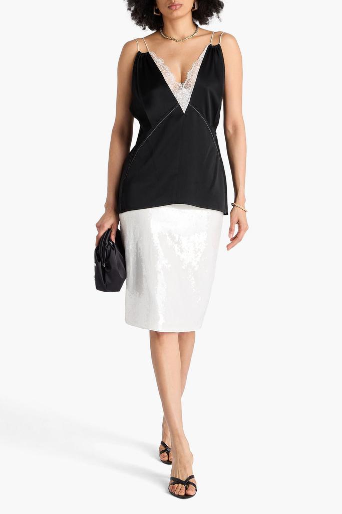 Victoria Beckham Lace-trimmed satin-crepe camisole