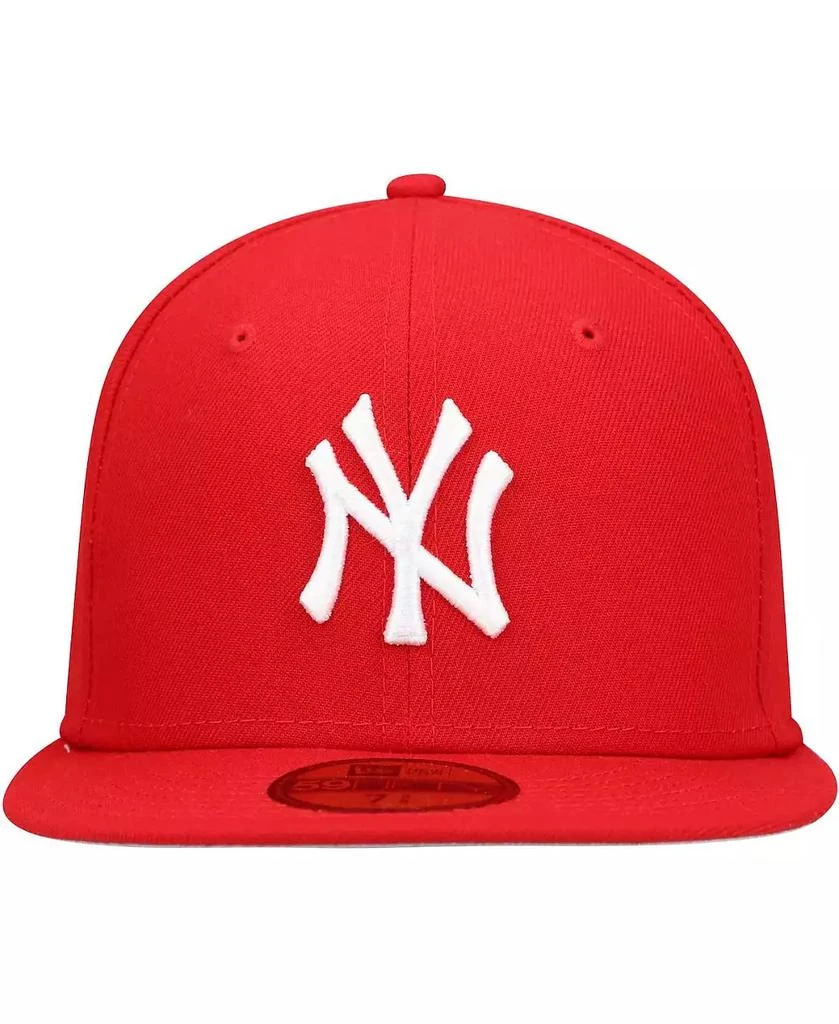 New Era Men's Red New York Yankees Logo White 59FIFTY Fitted Hat 2