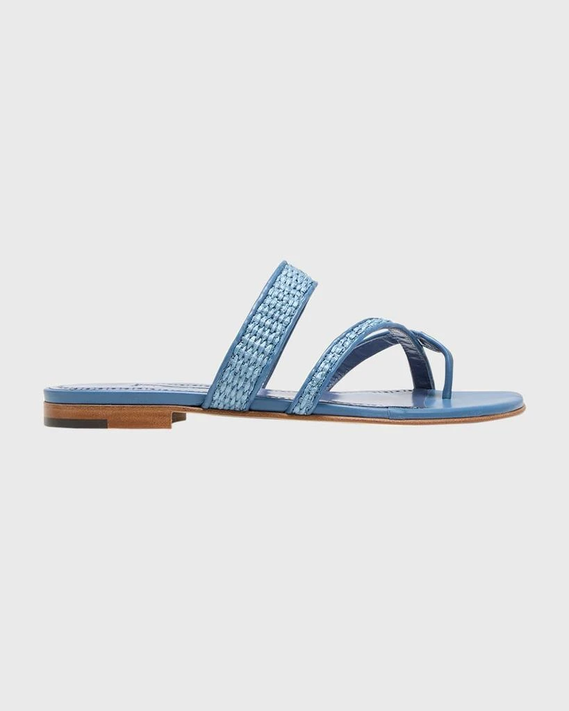 Sandales Plates Manolo Blahnik HERFLAT - Nabuk Bleu Marine - Taille 39.5 - Neuves Avec Boîte