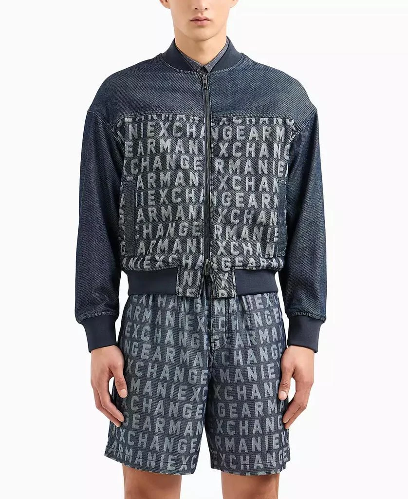 Armani Exchange Men's Logo-Print Denim Bomber Jacket 1
