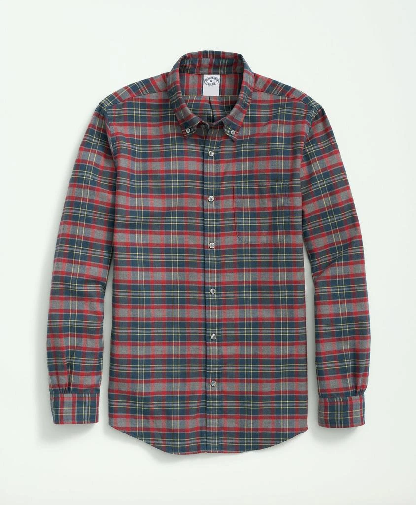 Brooks Brothers Portuguese Flannel Polo Button Down Collar, Plaid Shirt 1