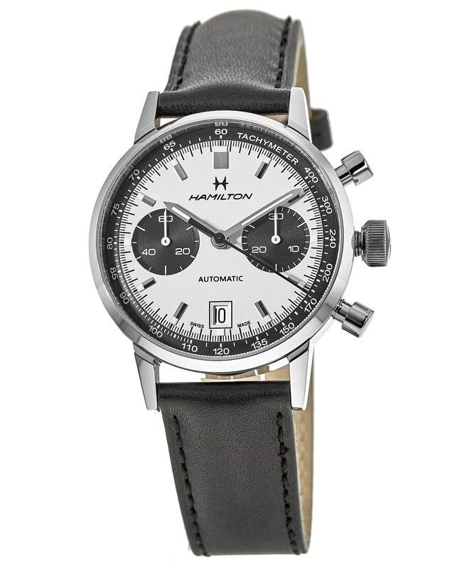 Hamilton Hamilton American Classic INTRA-MATIC AUTO Chronograph White Dial Leather Strap Men's Watch H38416711 1