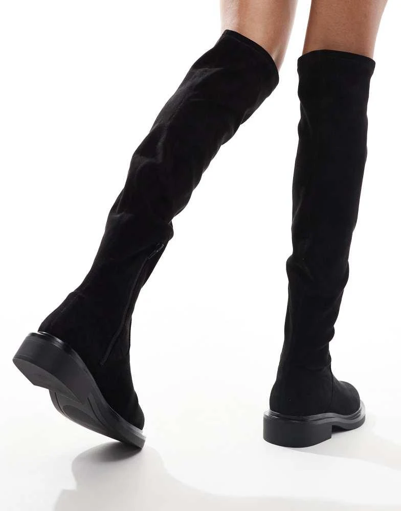 ASOS ASOS DESIGN Kaylee smart flat over the knee boots in black 4