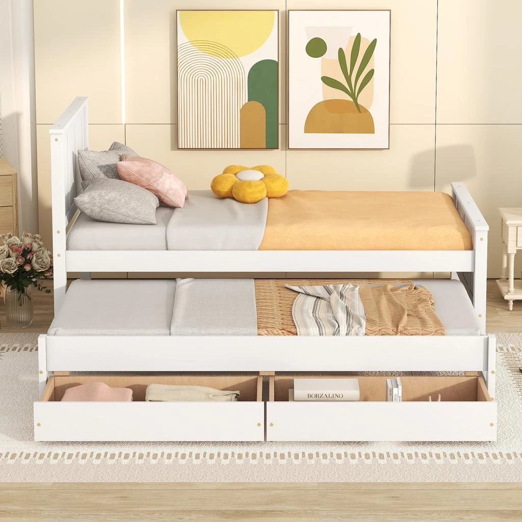Streamdale Furniture Streamdale Twin Size Platform Bed With Trundle And Drawers 5