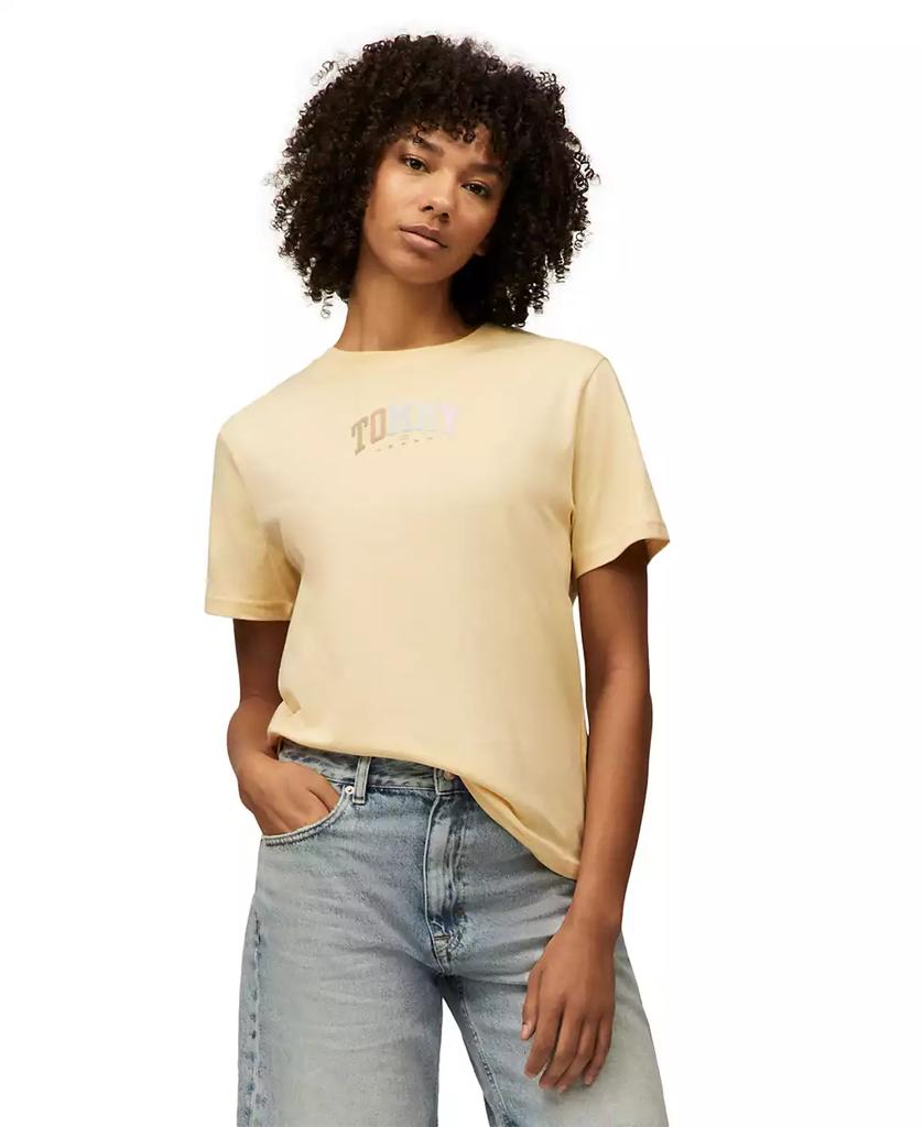 売れ筋商品|||トミーヒルフィガー カットソー トップス レディース Women's Cotton Relaxed Varsity T-Shirt Custard Cream Tommy Jeans Women's Cotton Relaxed Varsity T-Shirt - T