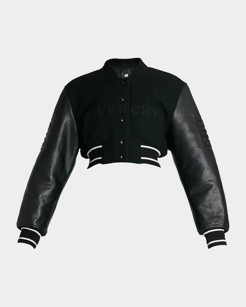 Givenchy Mixed-Media Logo-Embroidered Crop Bomber Jacket 1